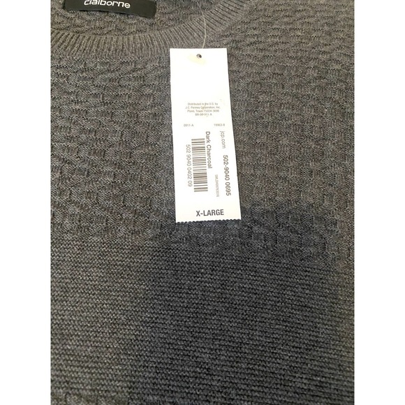 Claiborne Men's XL Textured Sweater Dark Charcoal Medium Weight Size NWTS - Picture 3 of 6